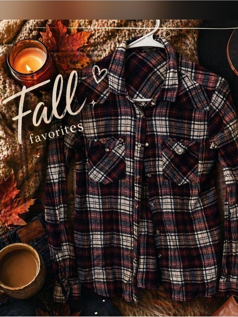 Charlotte Russe Plaid Button Down Shirt Red White Blue - Size S